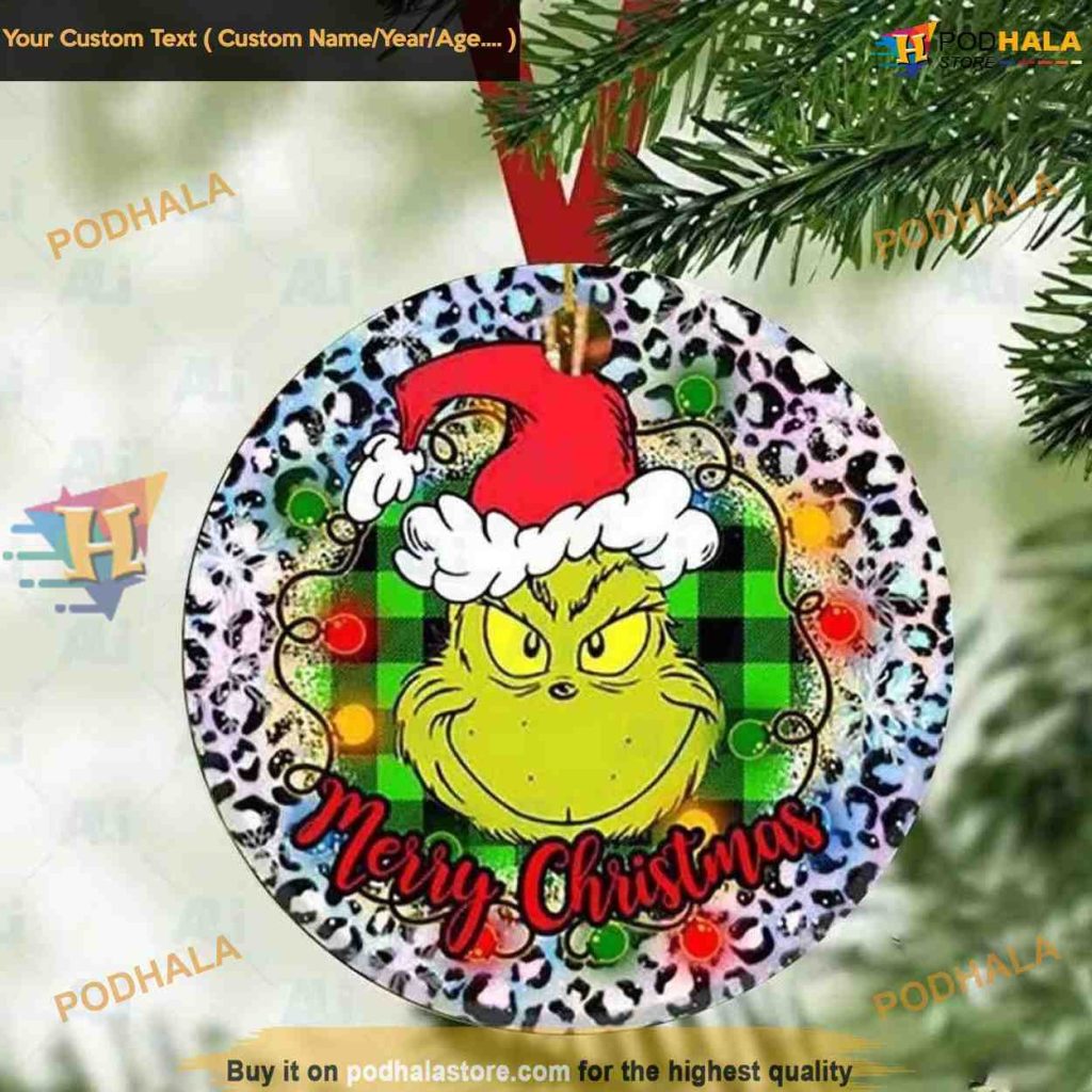 Buffalo Plaid Grinch Face Ornament, The Grinch Christmas Tree Ornaments ...