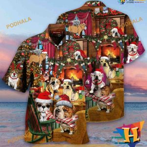 Bulldog's Christmas Hawaiian Apparel, Santa Hawaiian Shirt