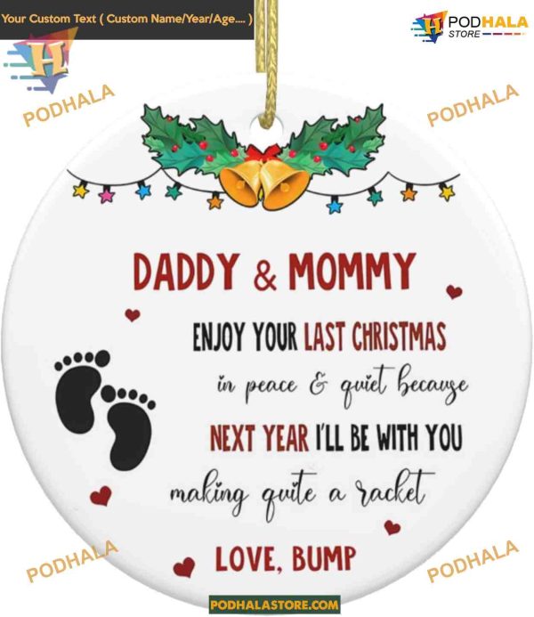 Bumps First Christmas 2023 Pregnancy Announcement Ceramic Ornament