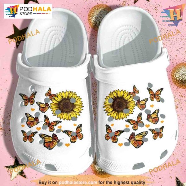 Butterfly Sunflower Be Kind Crocs, Sunflower Autism Awareness, Funny Xmas Gifts