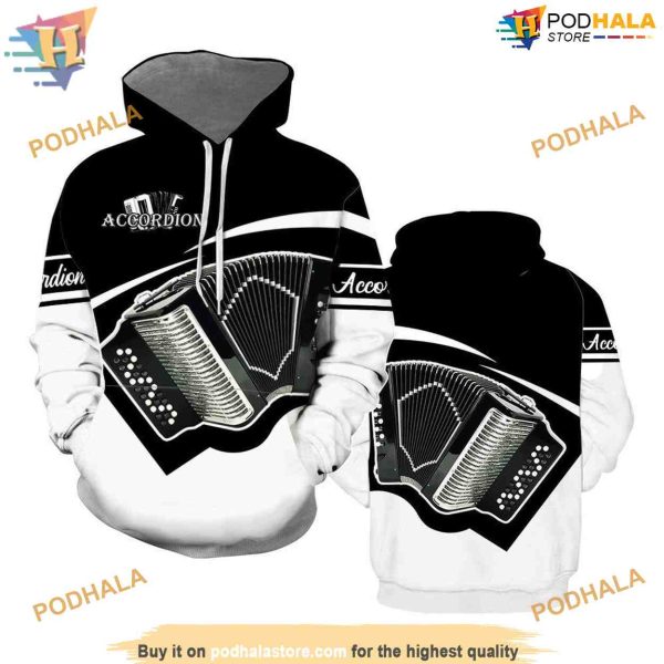 Button Accordion Music All Over Printed 3D Hoodie Sweatshirt