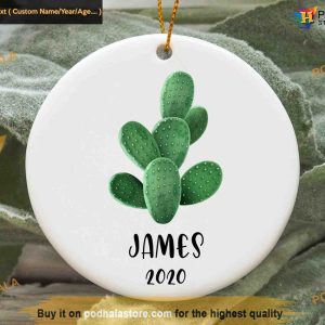 Cactus Themed Christmas Ornament, Personalized Festive Decor
