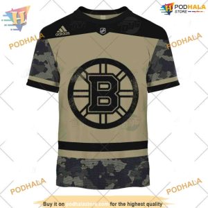 Camo Military Appreciation Custom NHL Boston Bruins Hoodie 3D Authentic Practice Jersey 3