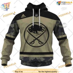 Camo Military Appreciation NHL Custom Practice Jersey Buffalo Sabres Hoodie 2