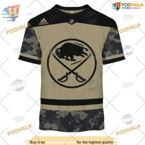 Camo Military Appreciation NHL Custom Practice Jersey Buffalo Sabres Hoodie 3