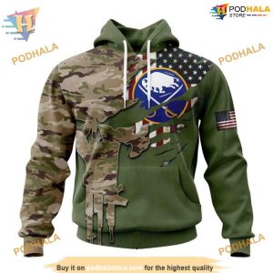 Camo Skull Design Custom NHL Buffalo Sabres 3D Hoodie Personalized Gear 1