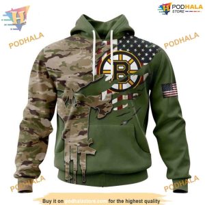 Camo Skull Special Design NHL Custom Boston Bruins Hoodie 3D Bold Apparel 1