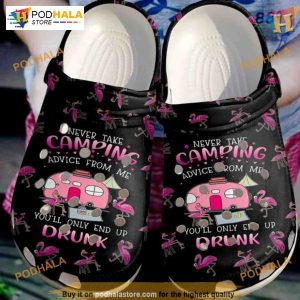 Camping Advices Flamingo Bus Crocs, Funny Christmas Gift Ideas for Campers