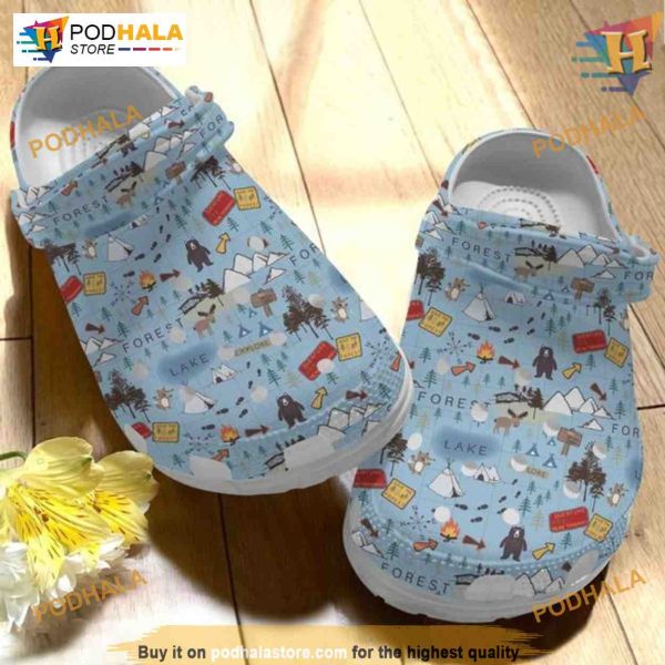 Camping Map Crocs Shoes, Explore Forest Lake, Creative Christmas Gift Ideas