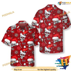 Candy Cane Skulls Red Aloha Shirt Xmas, Funny Christmas Gift Ideas