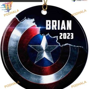 Captain America Maverl 2023 Ornament, Custom Hero Ceramic Gift with Name