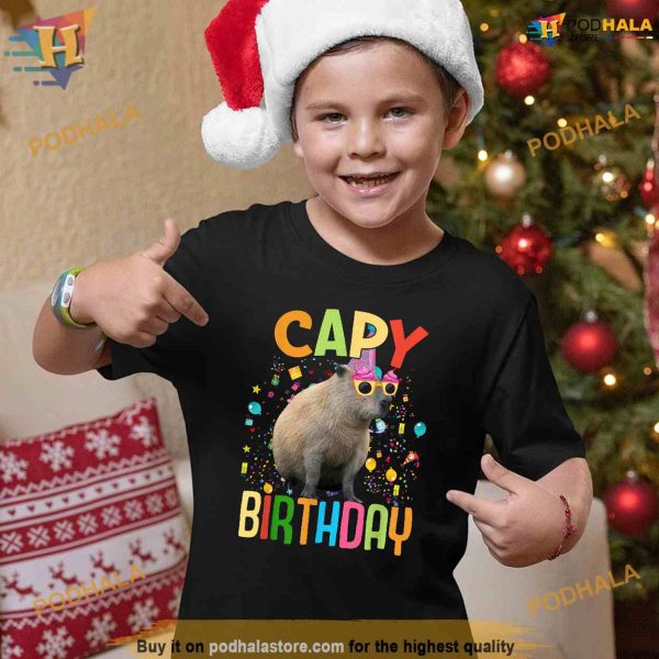 Capy Birthday Funny Capybara Animals Boys Girls Birthday Shirt