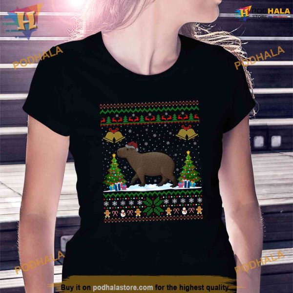 Capybara Animal Lover Xmas Gift Ugly Capybara Christmas Shirt