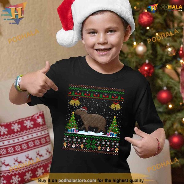 Capybara Animal Lover Xmas Gift Ugly Capybara Christmas Shirt