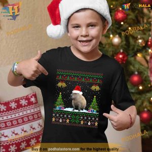Capybara Christmas Xmas Lighting Santa Hat Shirt 2