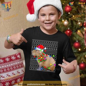 Capybara Ugly Xmas Lighting Santa Capybara Christmas Shirt