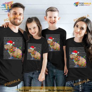 Capybara Ugly Xmas Lighting Santa Capybara Christmas Shirt 3