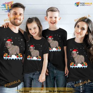 Capybara Wearing Santa Hat Xmas Capybara Lover Christmas Shirt