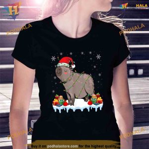 Capybara Wearing Santa Hat Xmas Capybara Lover Christmas Shirt 3