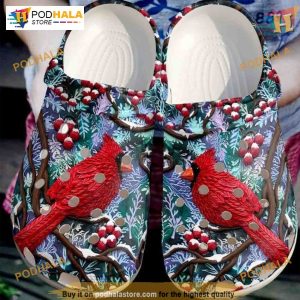 Cardinal Bird With Berries Christmas Crocs, Creative Gift Ideas for Bird Lovers