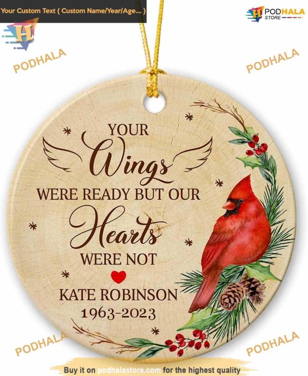 Cardinal Memorial 2023 Ornament, Personalized Family Sympathy Gift
