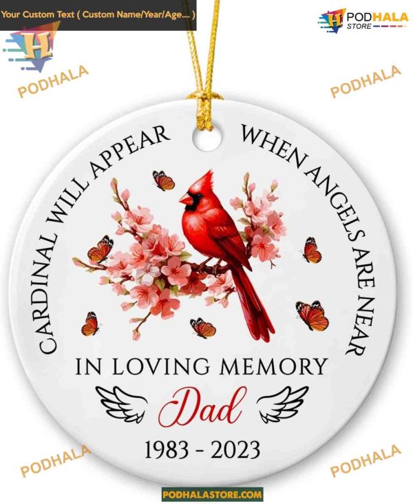 Cardinal Memorial Christmas Ornament, Personalized 2023 Remembrance Gift