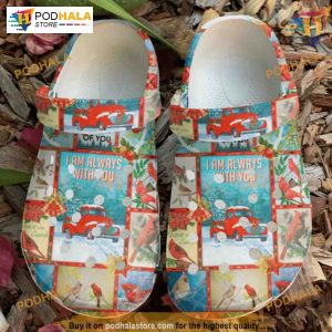Cardinal Red Truck Christmas Crocs, Always With You, Unique Crocs Gift Ideas