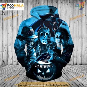 Carolina Panthers Hoodie 3D, Affordable Horror Night, Carolina Panthers Merchandise