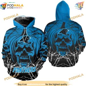 Carolina Panthers Hoodie 3D Halloween Pumpkin, NFL Carolina Panthers Clothing