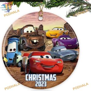 Cars-Themed 2023 Christmas Ornament, Customizable Family Name Design