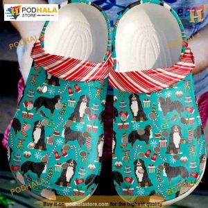 Cartoon Bernese Mountain Christmas Candy Socks Crocs, Perfect for Dog Lovers