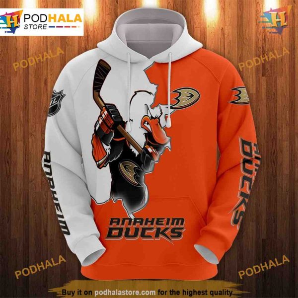 Cartoon Graphic 3D Anaheim Ducks Hoodie, Exclusive Fan Sweatshirt