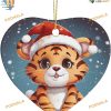 Cartoon Tiger Santa Hat Ornament, Custom Family Ornaments