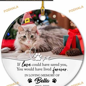 Cat Dog Memorial 2023 Personalized Ceramic Ornament, Custom Photo Christmas Keepsake