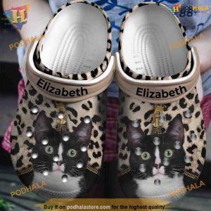 Cat Leopard Personalized Crocs, Creative Christmas Gifts for Cat Enthusiasts