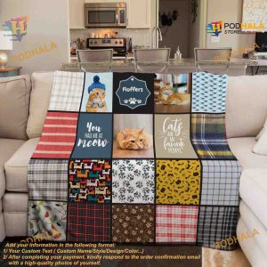Cat Lovers Quilt Style Blanket Personalized Cat Blanket Custom Kitty Gift 2