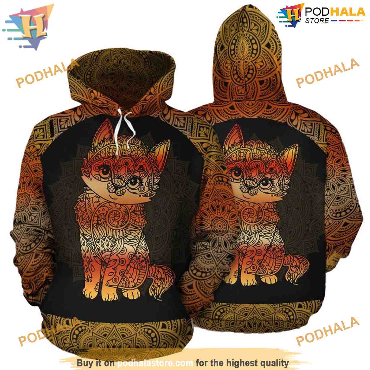 Cat Mandala Pattern Christmas 3D Hoodie Cat Mandala Pattern Christmas 3D Hoodie