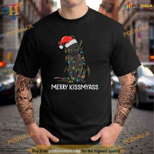 Cat Merry Kissmyass Funny Christmas Lights Shirt Hoodie 1