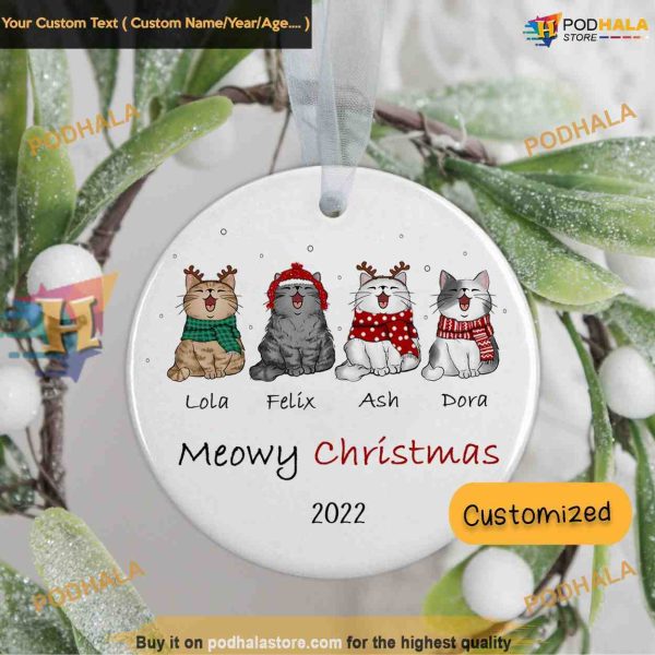 Cat Siblings Festive Bauble, Personalized Friendship Keepsakes