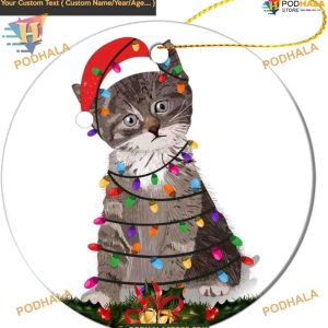 Cat with Lamp Bulb Ceramic Christmas Ornament, 2023 Children's Keepsake