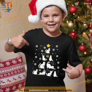 Cats Christmas Tree Cute Cat Lover Xmas Winter Women Girls Shirt