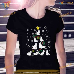 Cats Christmas Tree Cute Cat Lover Xmas Winter Women Girls Shirt 3