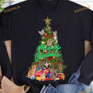 Cats Christmas Tree Shirt, Family Christmas Shirt Ideas