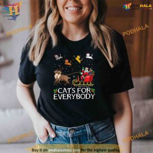 Cats For Everybody Christmas Cat Funny Xmas Women Santa Shirt Xmas Gifts 3