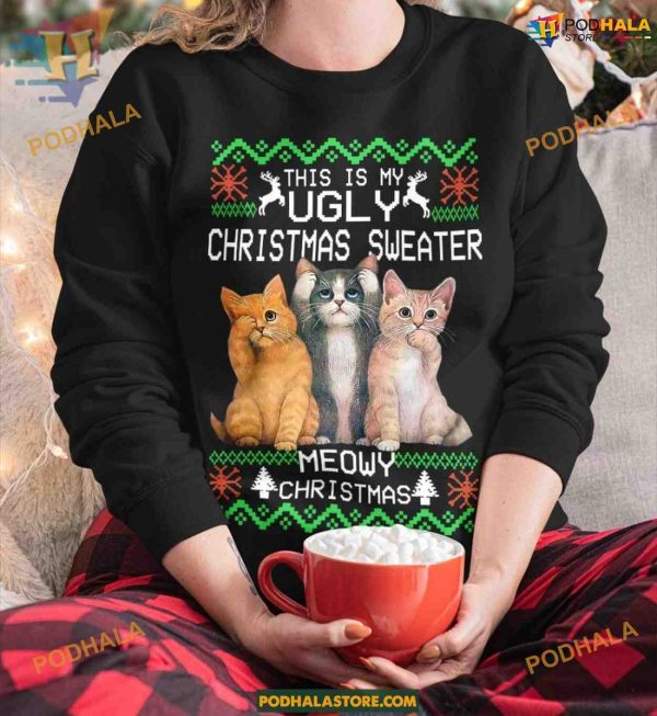 Cats Ugly Christmas Shirt Tee, Matching Family Xmas Shirt