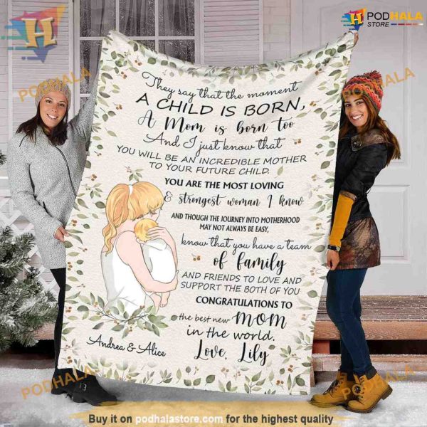 Celebrate Mom’s Love at Christmas, Personalized New Arrival Blanket