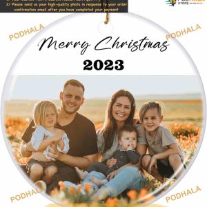 Ceramic Custom Photo Text Ornament 2023 Personalized Christmas Tree Decor