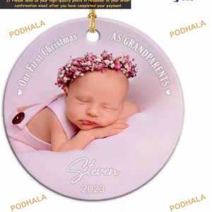 Ceramic Grandparents First Xmas Ornament 2023 Personalized with Photo