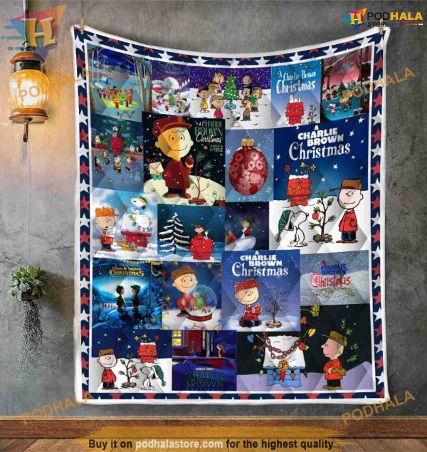 Charlie Brown & Snoopy Holiday Comfort Christmas Fleece Blanket