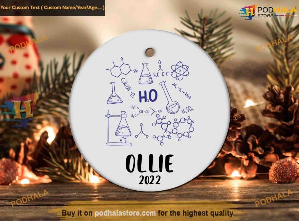 Chemistry Theme Christmas Ornament, Personalized Gift for Chemists